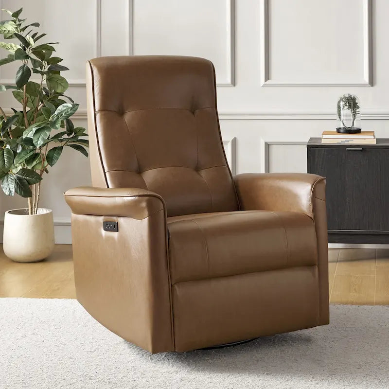 Fauteuil inclinable motorisé pivotant moderne avec port USB et dossier capitonné
