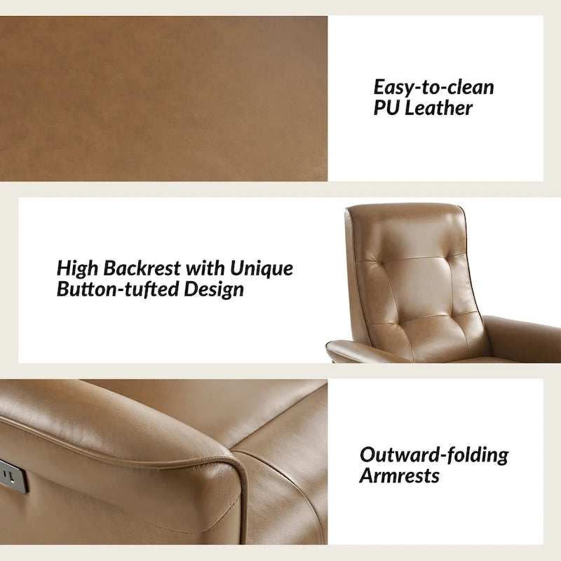 Fauteuil inclinable motorisé pivotant moderne avec port USB et dossier capitonné