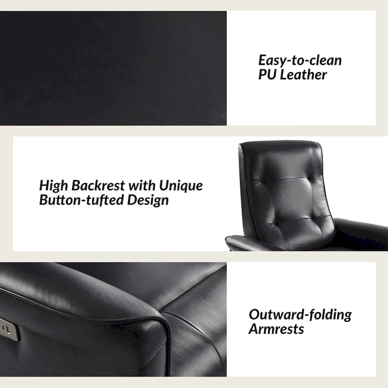 Fauteuil inclinable motorisé pivotant moderne avec port USB et dossier capitonné