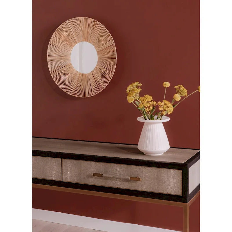 Console Art Déco | Cadre en chêne massif avec accents en laiton et plateau en galuchat