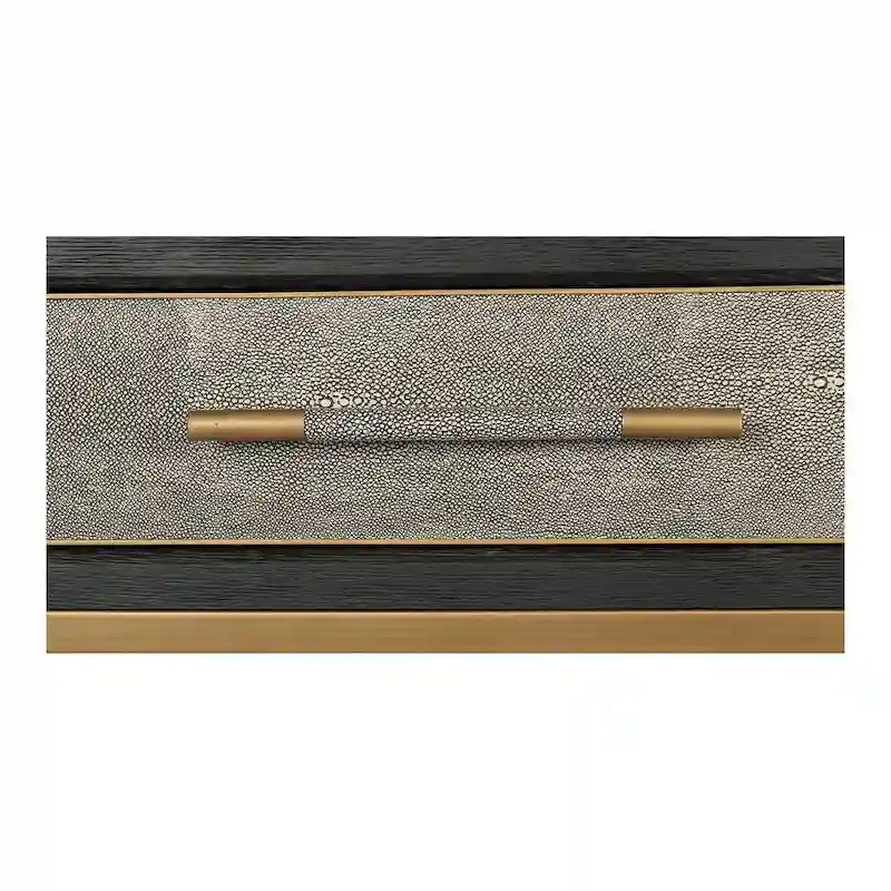 Console Art Déco | Cadre en chêne massif avec accents en laiton et plateau en galuchat