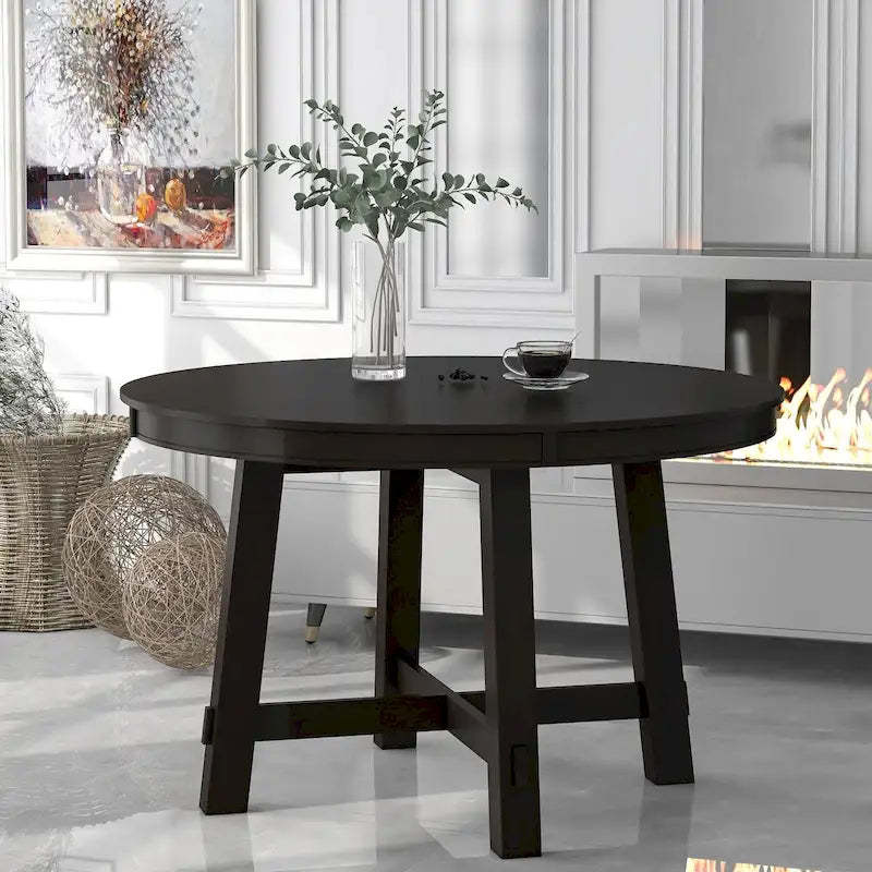 Table à manger ronde extensible avec piètement en X | Style Ferme