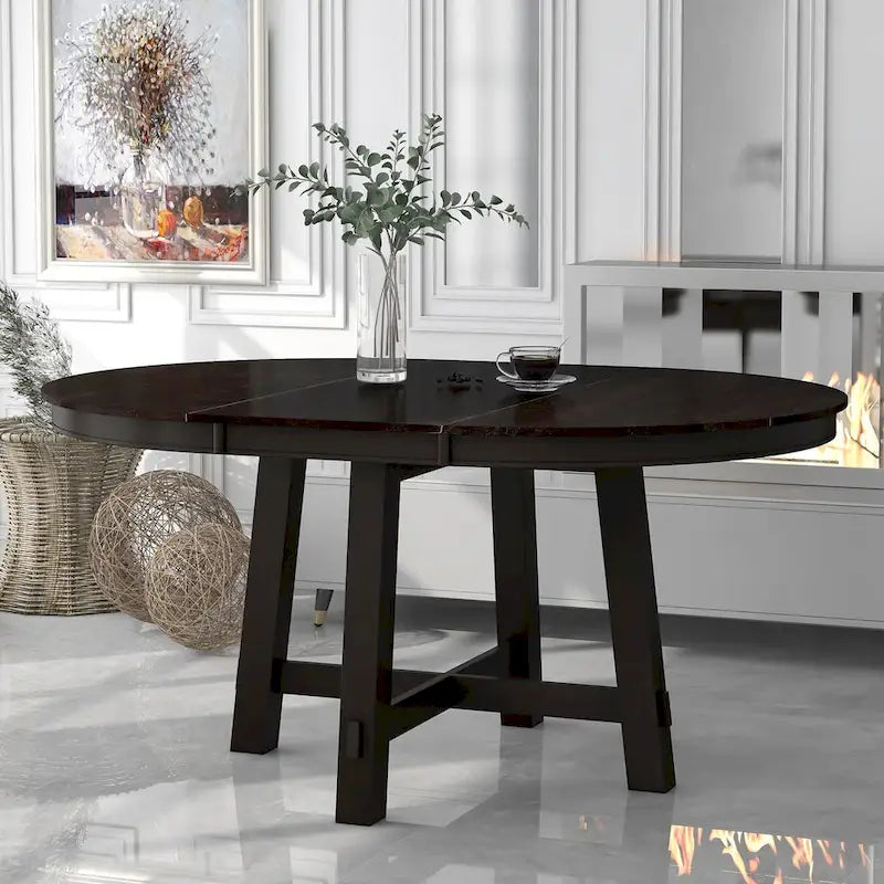 Table à manger ronde extensible avec piètement en X | Style Ferme