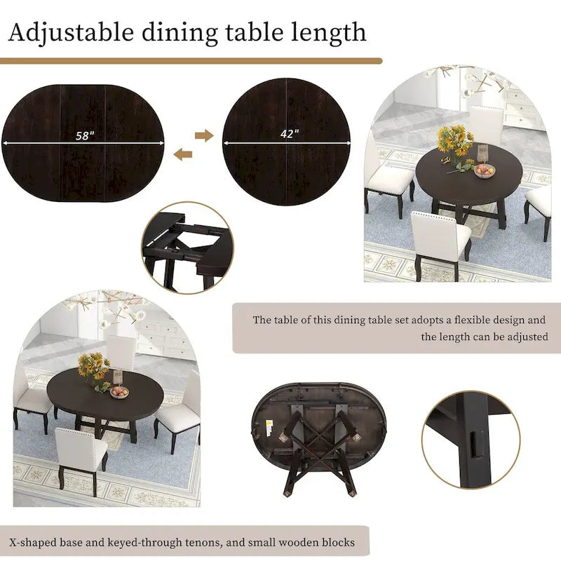 Table à manger ronde extensible avec piètement en X | Style Ferme
