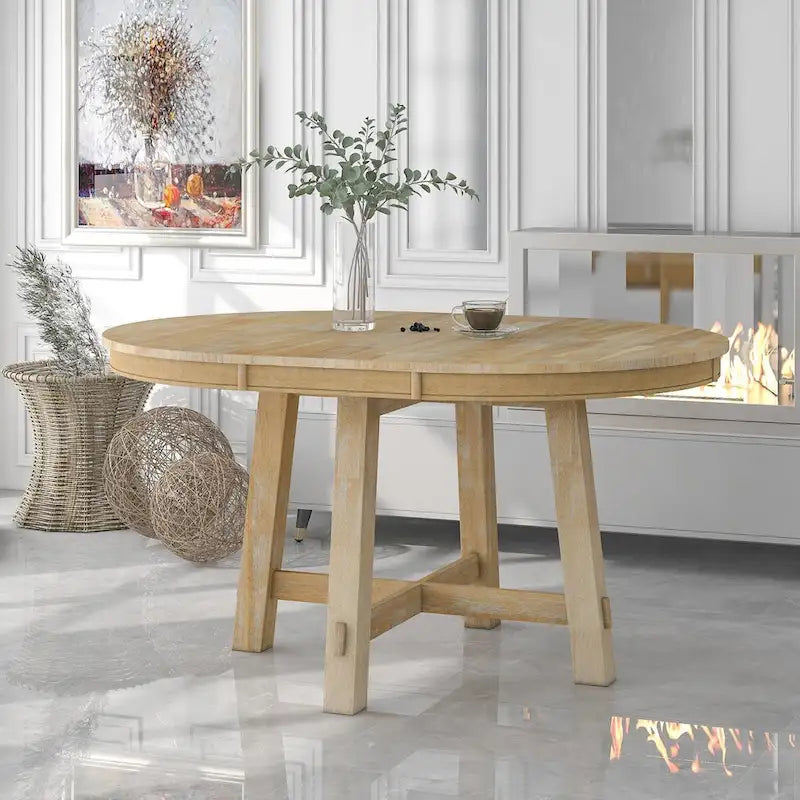 Table à manger ronde extensible avec piètement en X | Style Ferme