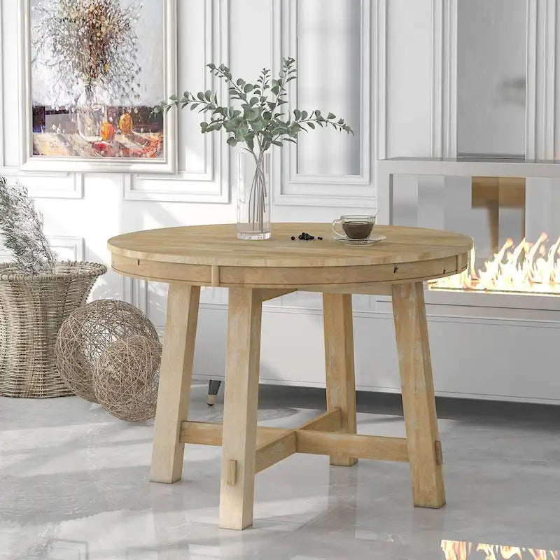 Table à manger ronde extensible avec piètement en X | Style Ferme