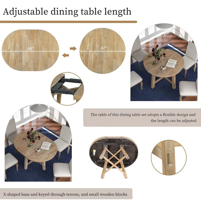Table à manger ronde extensible avec piètement en X | Style Ferme