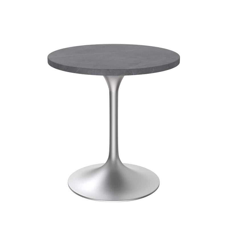 Table à manger ronde en pierre frittée de 27" avec pied central en acier brossé