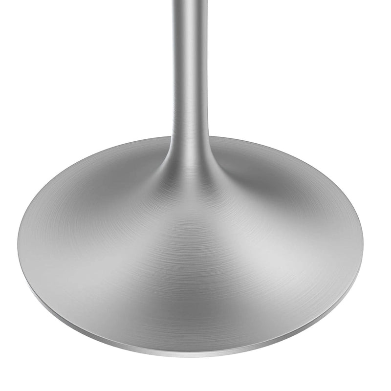 Table à manger ronde en pierre frittée de 27" avec pied central en acier brossé