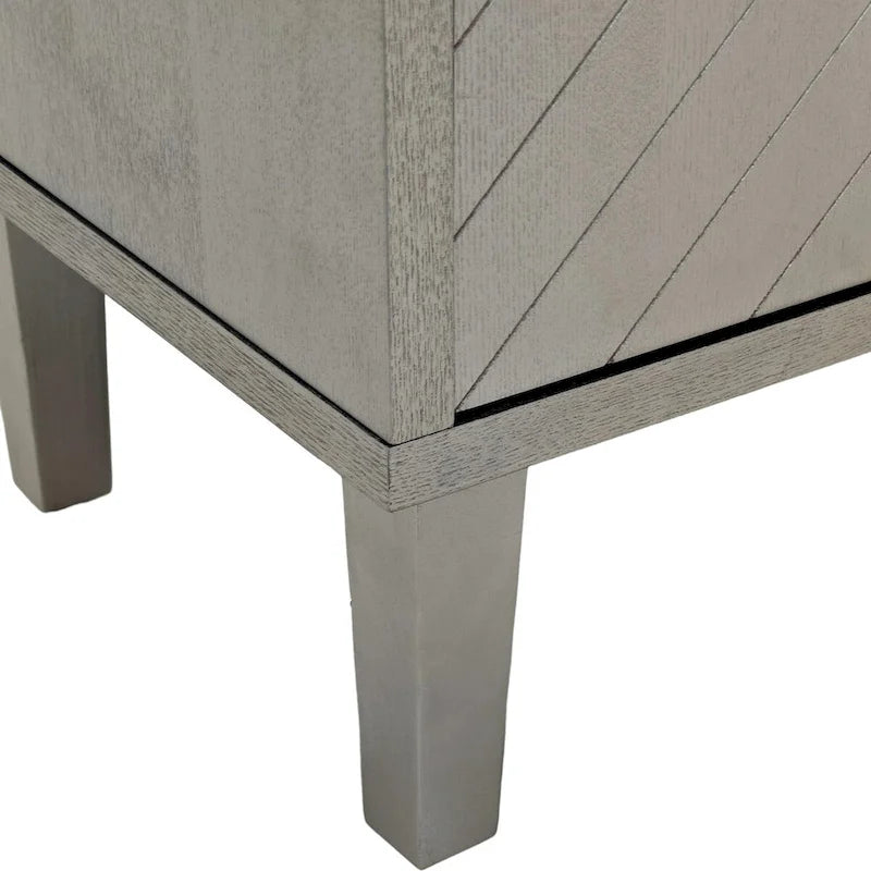 Meuble de Rangement 4 Portes avec Lignes Sculptées et Poignées Semi-Circulaires