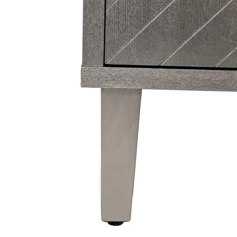 Meuble de Rangement 4 Portes avec Lignes Sculptées et Poignées Semi-Circulaires