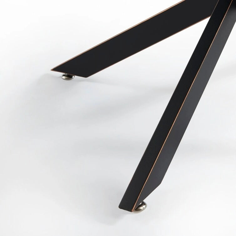 Table basse ronde en verre trempé avec pieds tubulaires en métal