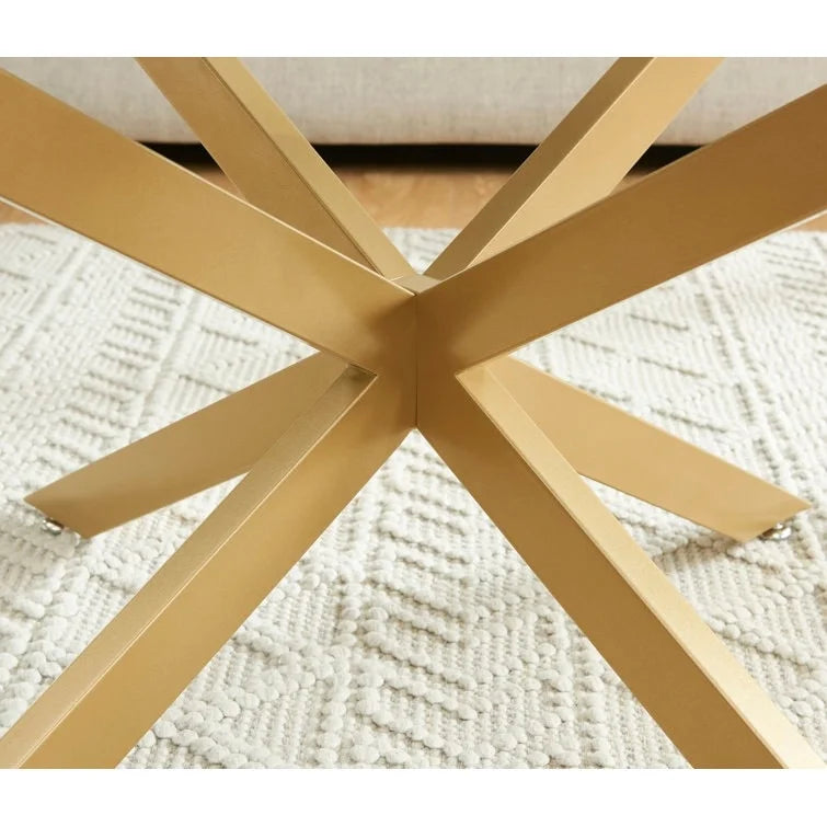 Table basse ronde en verre trempé avec pieds tubulaires en métal