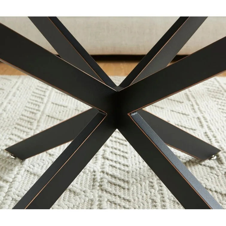 Table basse ronde en verre trempé avec pieds tubulaires en métal