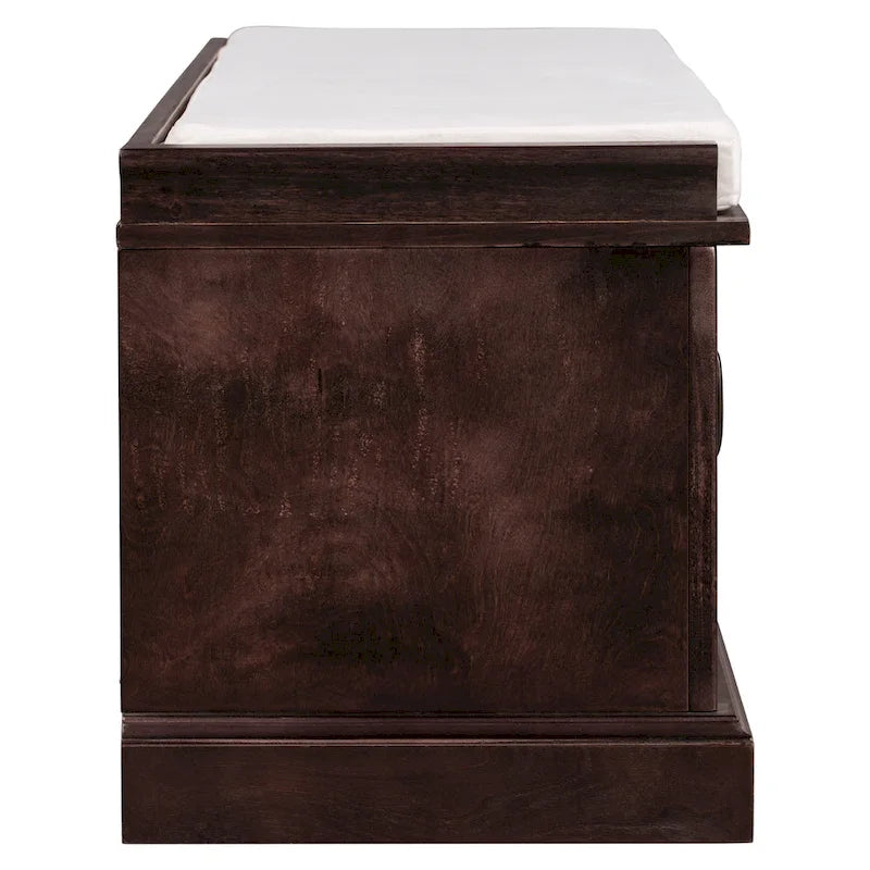 Banc de rangement d'entrée avec coussin, 2 tiroirs et 2 portes d'armoire