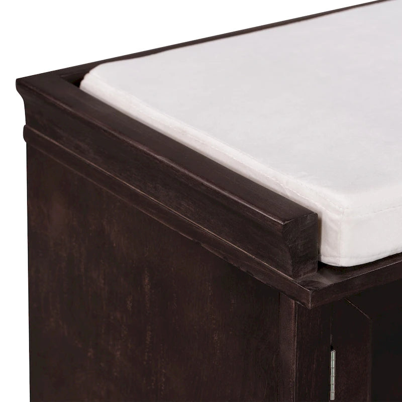 Banc de rangement d'entrée avec coussin, 2 tiroirs et 2 portes d'armoire