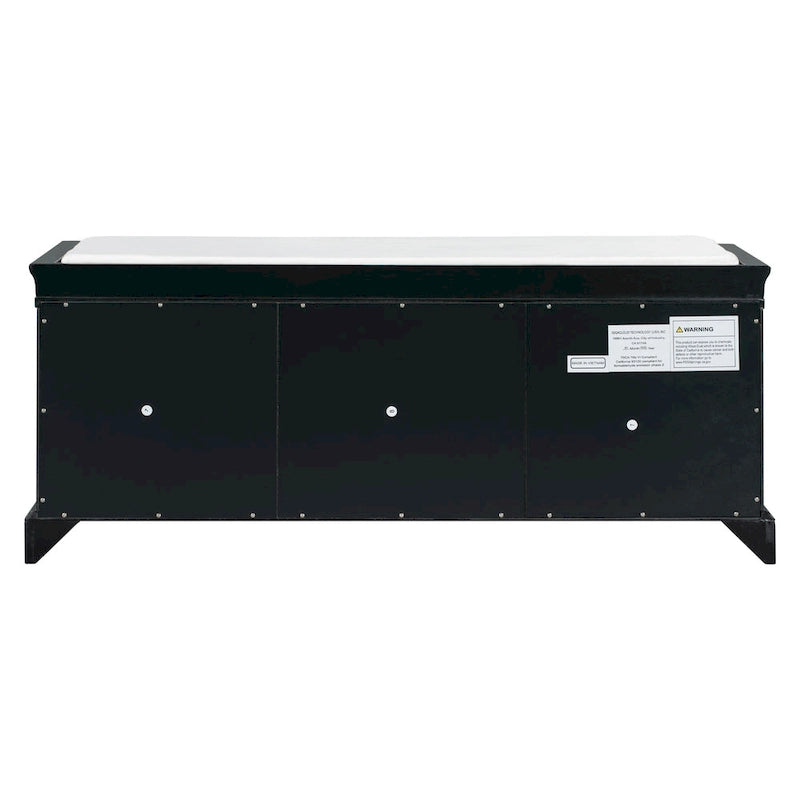 Banc de rangement d'entrée avec coussin, 2 tiroirs et 2 portes d'armoire